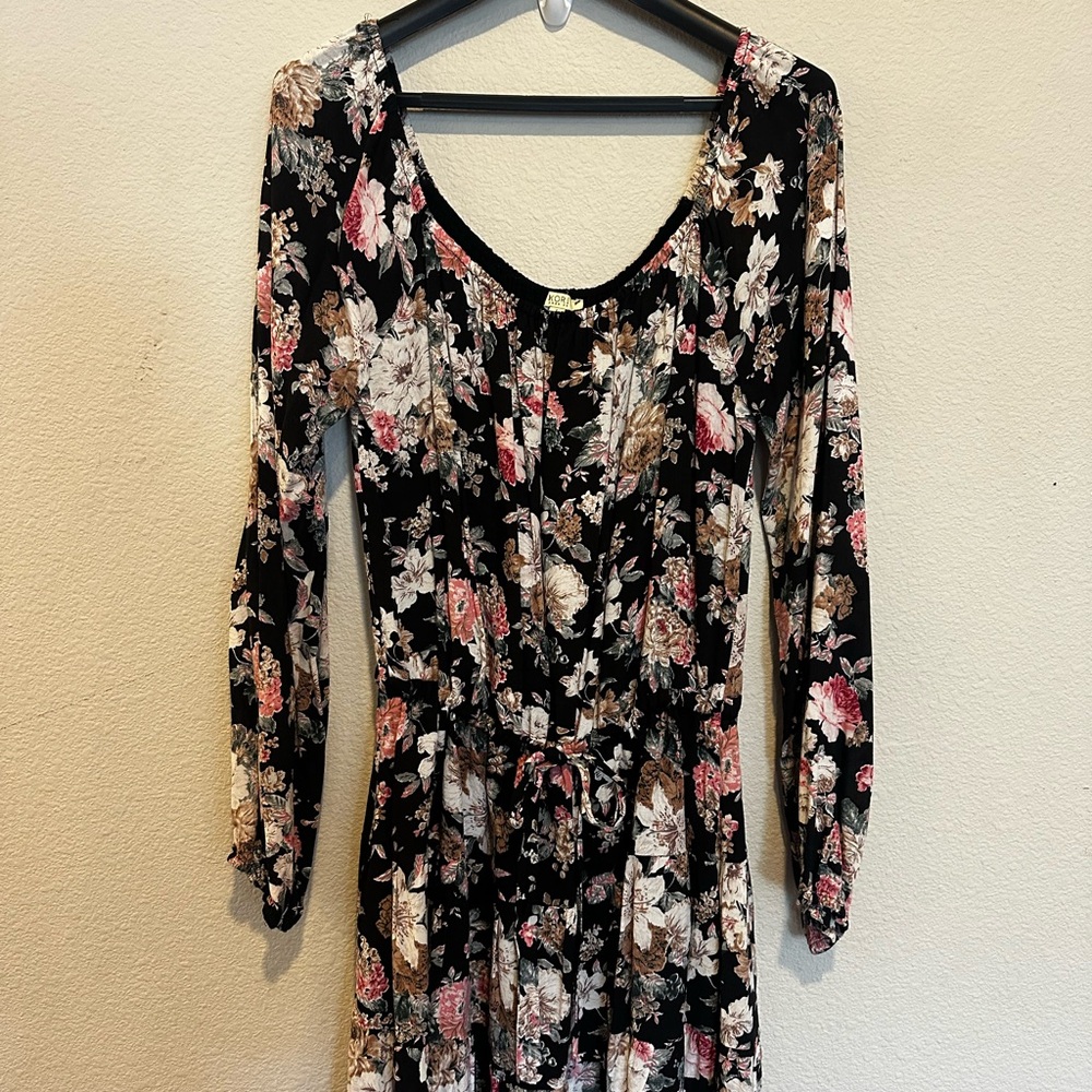 Kori Black Floral Long Sleeve Dress